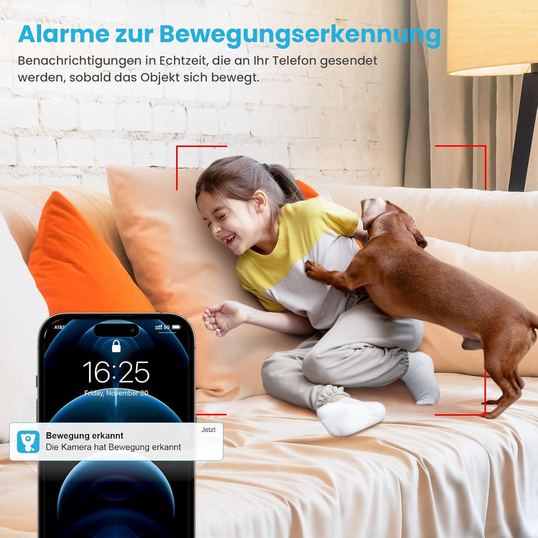 Little elf Überwachungskamera, Litokam 2K Babyphone mit Kamera mit Bewegungserkennung, Nachtsicht, 2