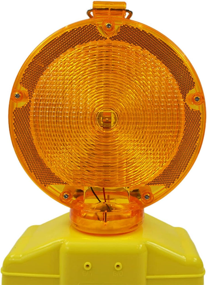 1 x siwitec LED Baustellenleuchte gelb inkl. 2 x Blockbatterien Typ 4R25 6V 7Ah, LED Warnleuchte für