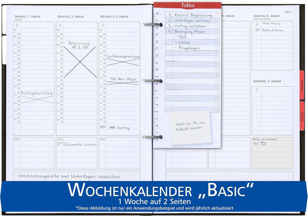 flexiNotes® ORGANIZER A4 2023 Typ: "Business", Wochenkalender Basic (beere, M) beere M, beere M
