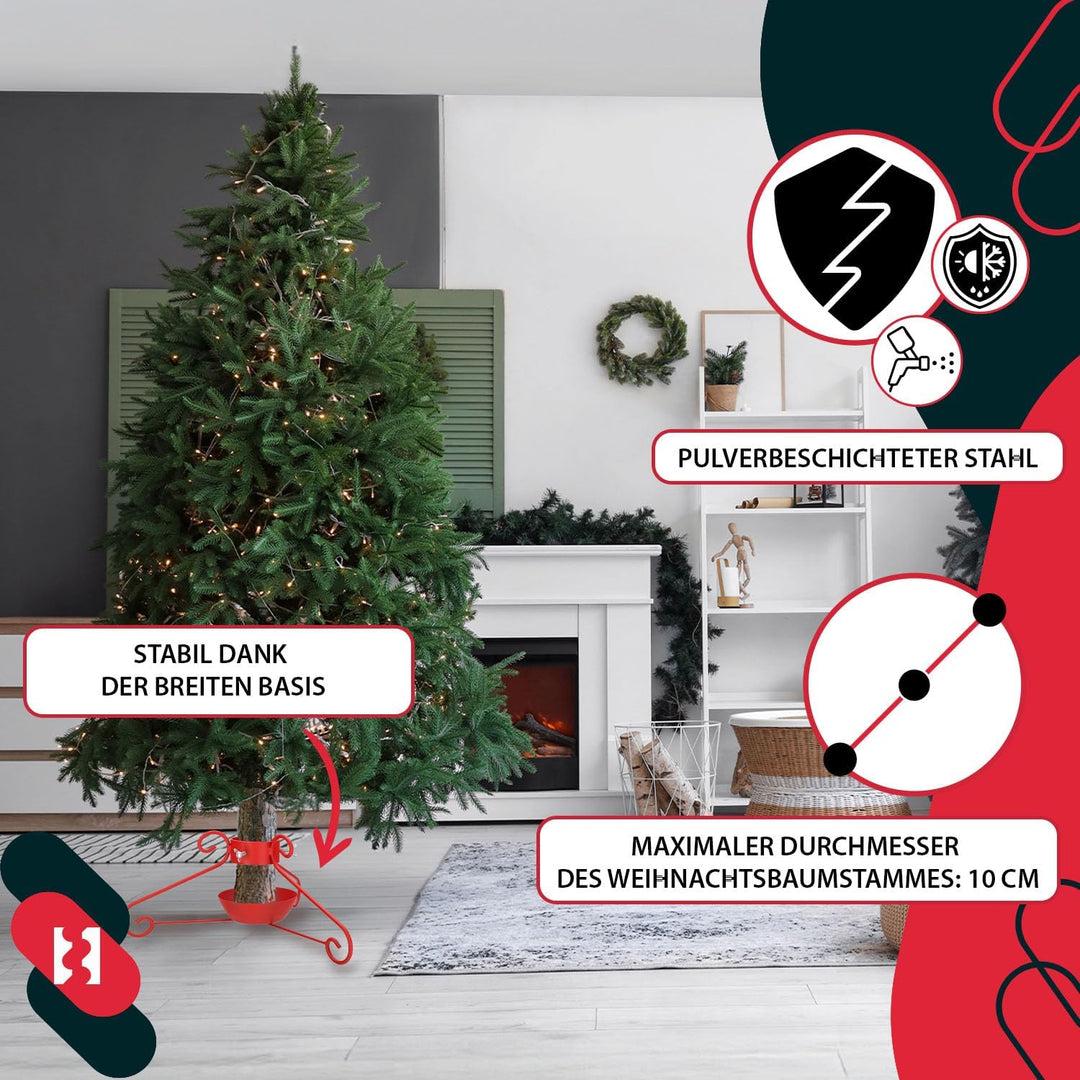 KOTARBAU® Weihnachtsbaumständer mit Wassertank Rot dekorative Christbaumständer Tannenbaumständer mi