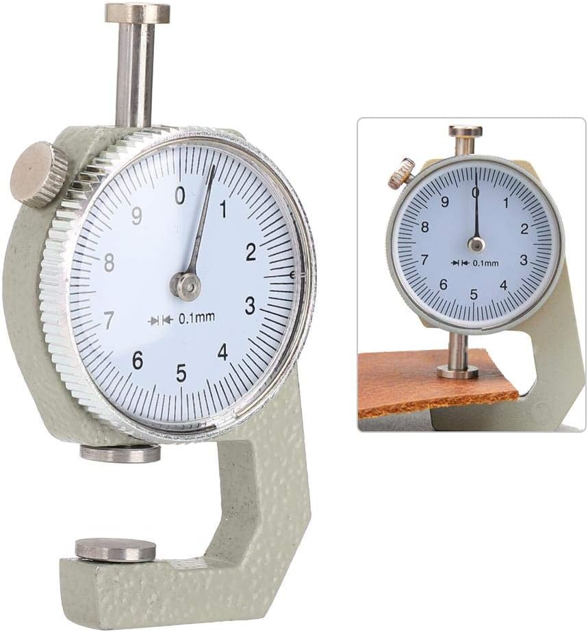 Dickenmessgerät, 0-10 mm x 0,1 mm Präzisionsgenauigkeit Rundes Zifferblatt Anzeige Dickenprüfzifferb