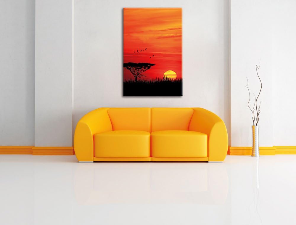 Roter Sonnenuntergang in Afrika, Format: 100x70 auf Leinwand, 100x70