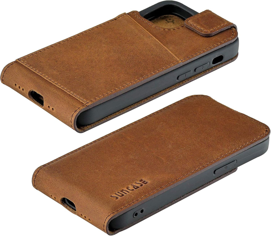 Suncase Original Flip-Style (Ultra-Slim) kompatibel mit iPhone 12 Mini (5.4") Hülle Ledertasche Tasc