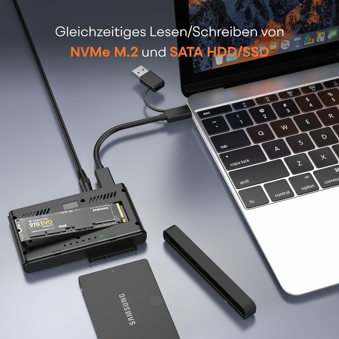 Alxum M.2 NVME Gehäuse und SATA USB Adapter mit Offline Klon,USB 3.2 Typ C 10Gbps M.2 to SATA Festpl