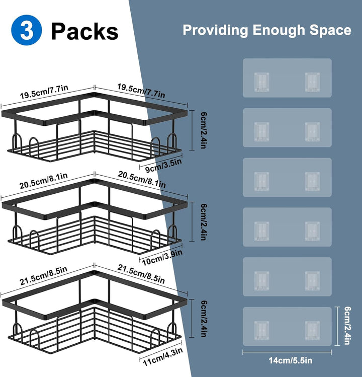 UUlioyer Duschablage ohne Bohren Ecke, Wasserdichter und Rostfreier Duschregal, 3 Stück Badezimmer R