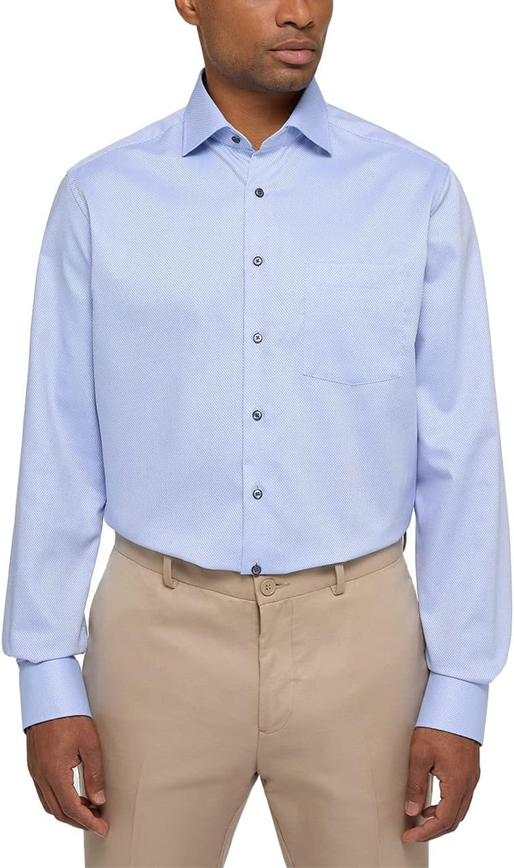 ETERNA Modern Fit Hemd Langarm New Kent Kragen Muster weiss 40 Blau, 40 Blau