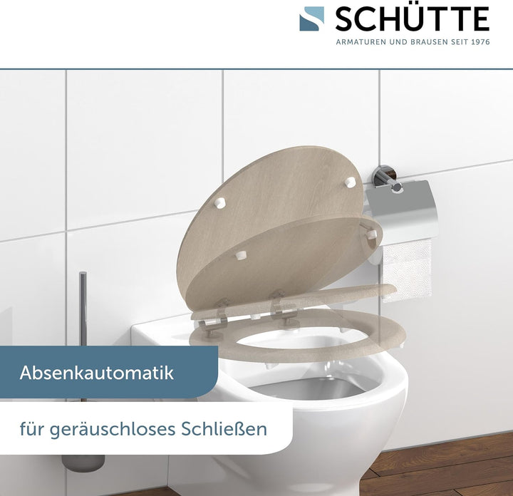 SCHÜTTE WC-Sitz MODERN mit Absenkautomatik aus Holz | Toilettensitz mit Klodeckel | Holzkern Toilett
