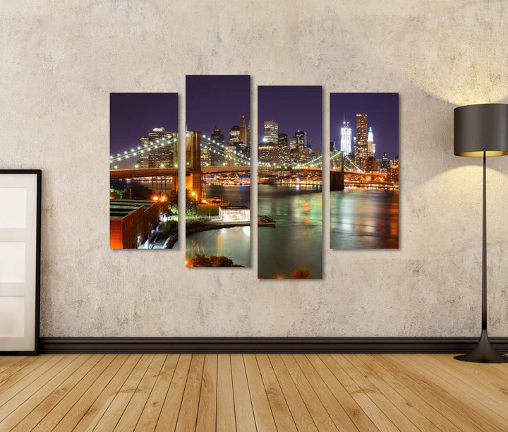islandburner Bild auf Leinwand Blick Auf Downtown New York City Und Brooklyn Bridge Wandbild Poster