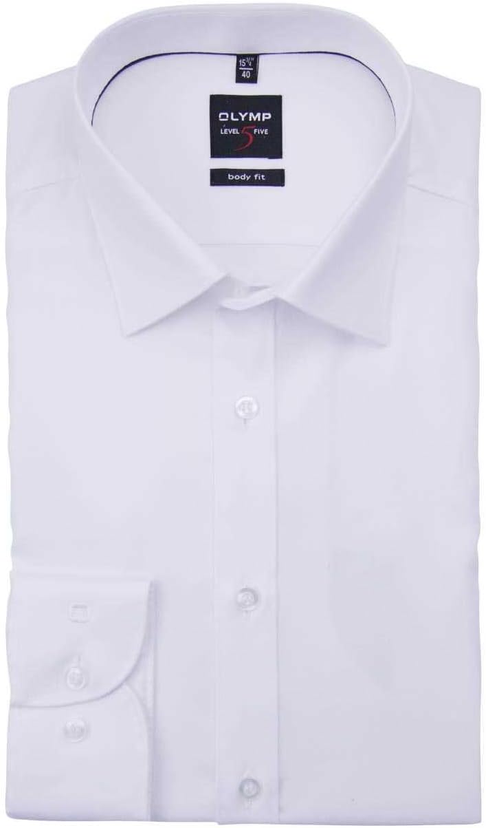 OLYMP Level Five Body fit Hemd extra Langer Arm New Kent Kragen Twill Stretch weiss 38 Weiss, 38 Wei