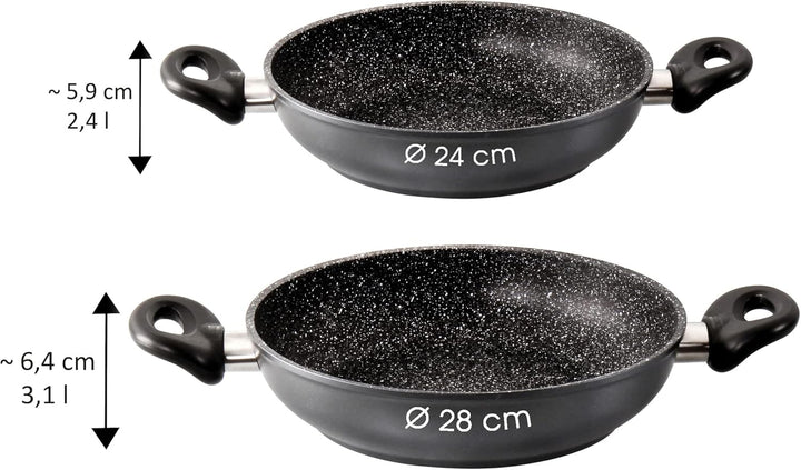 STONELINE® Made in Germany Servierpfanne 28 cm, auch für öl- und fettfreies Braten, Kratzfeste Antih