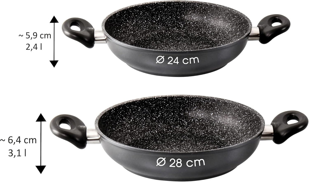 STONELINE® Made in Germany Servierpfanne 28 cm, auch für öl- und fettfreies Braten, Kratzfeste Antih