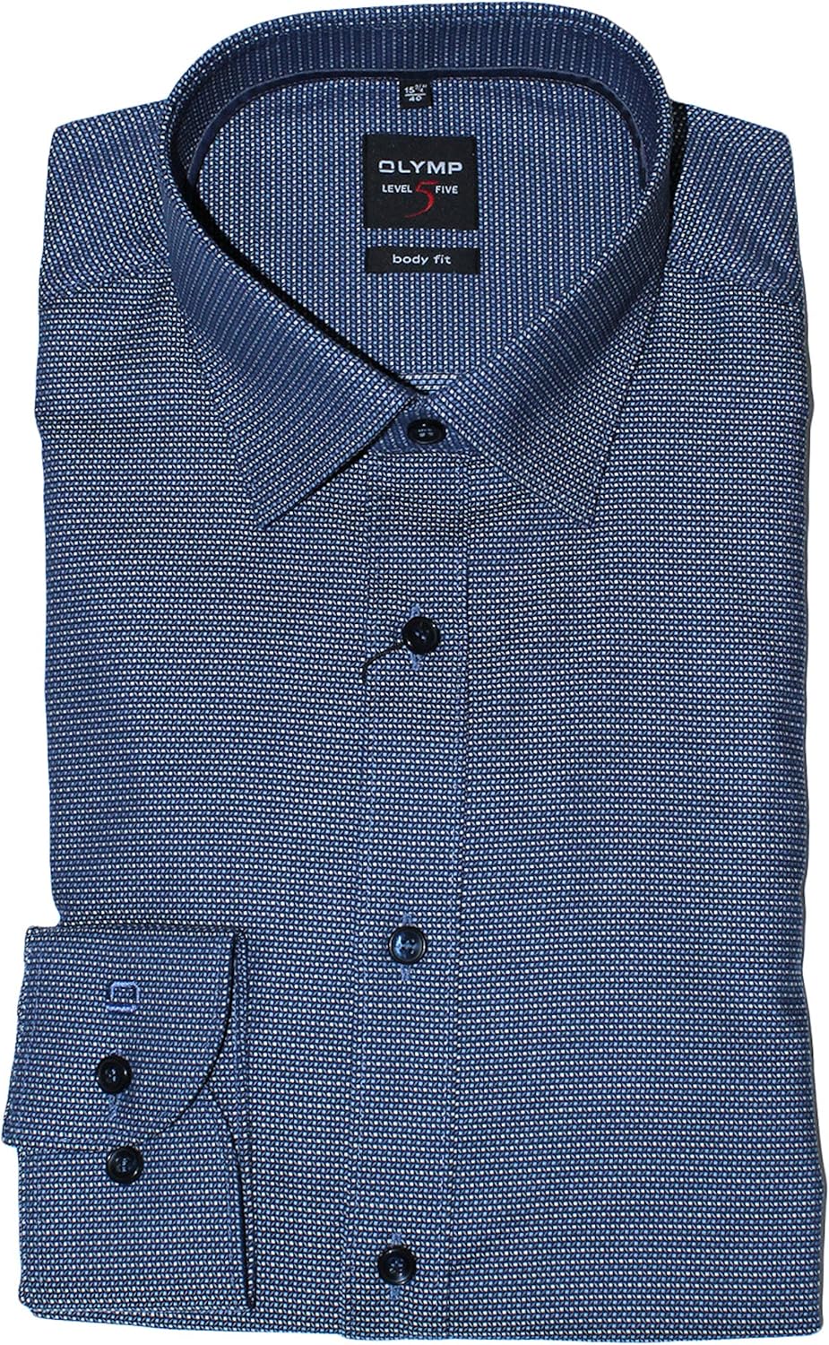 OLYMP Level Five Body fit Hemd Langarm Muster blau 44 Blau, 44 Blau