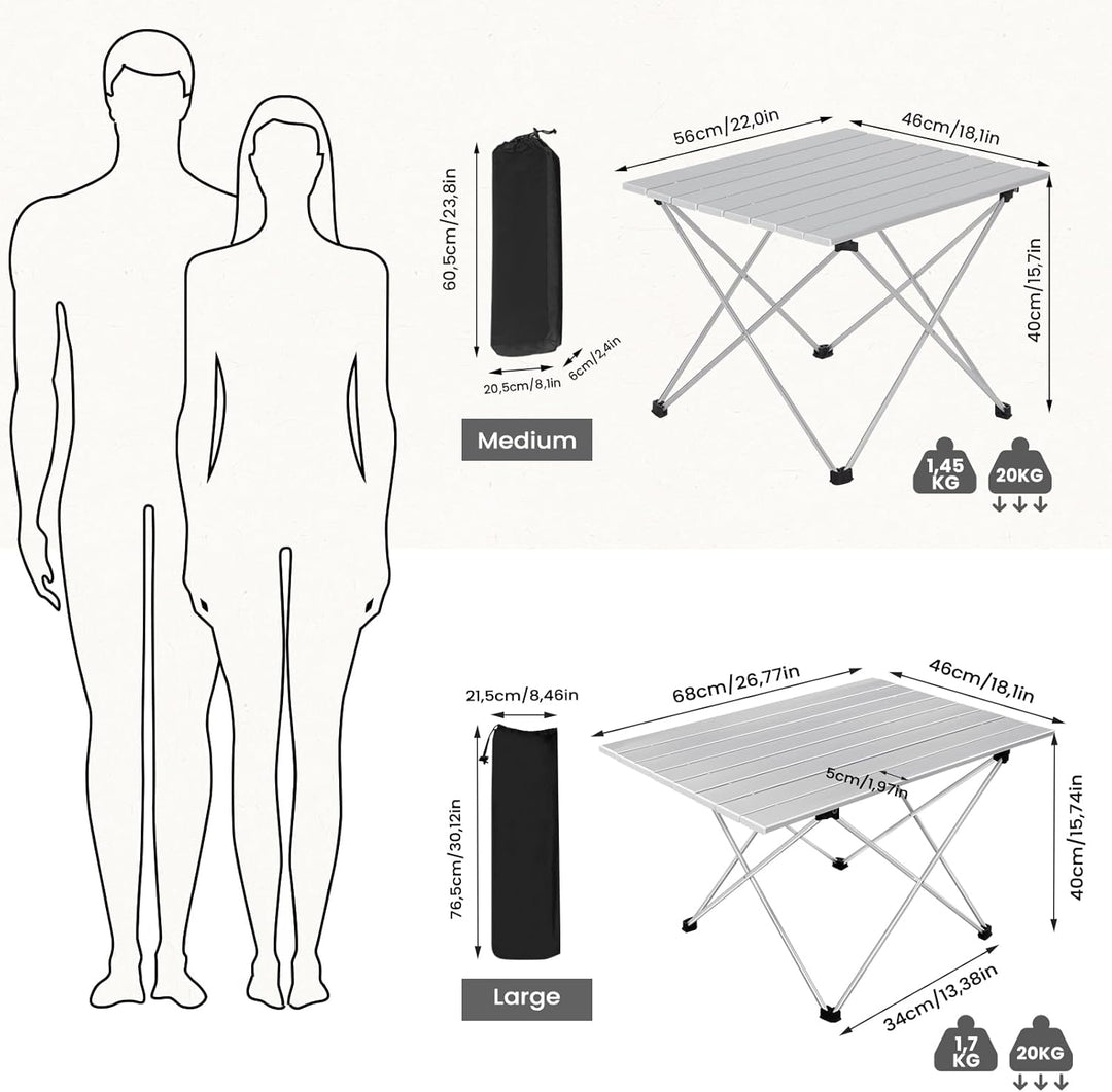 WOLTU Alu Campingtisch klappbar Falttisch Ultra Leichte tragbar mit Tragetasche, Klapptisch Kleiner