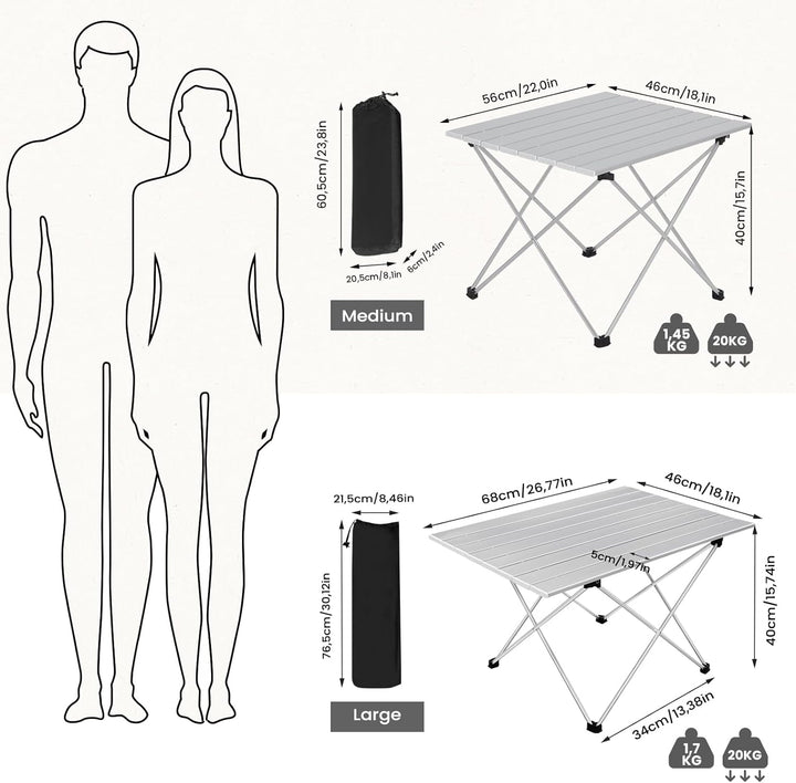 WOLTU Alu Campingtisch klappbar Falttisch Ultra Leichte tragbar mit Tragetasche, Klapptisch Kleiner
