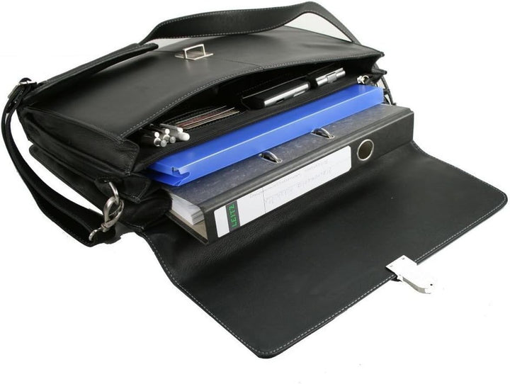Bowatex Akten Arbeits Umhänge Leder Tasche Schwarz 42 x31x15cm Gross D & N