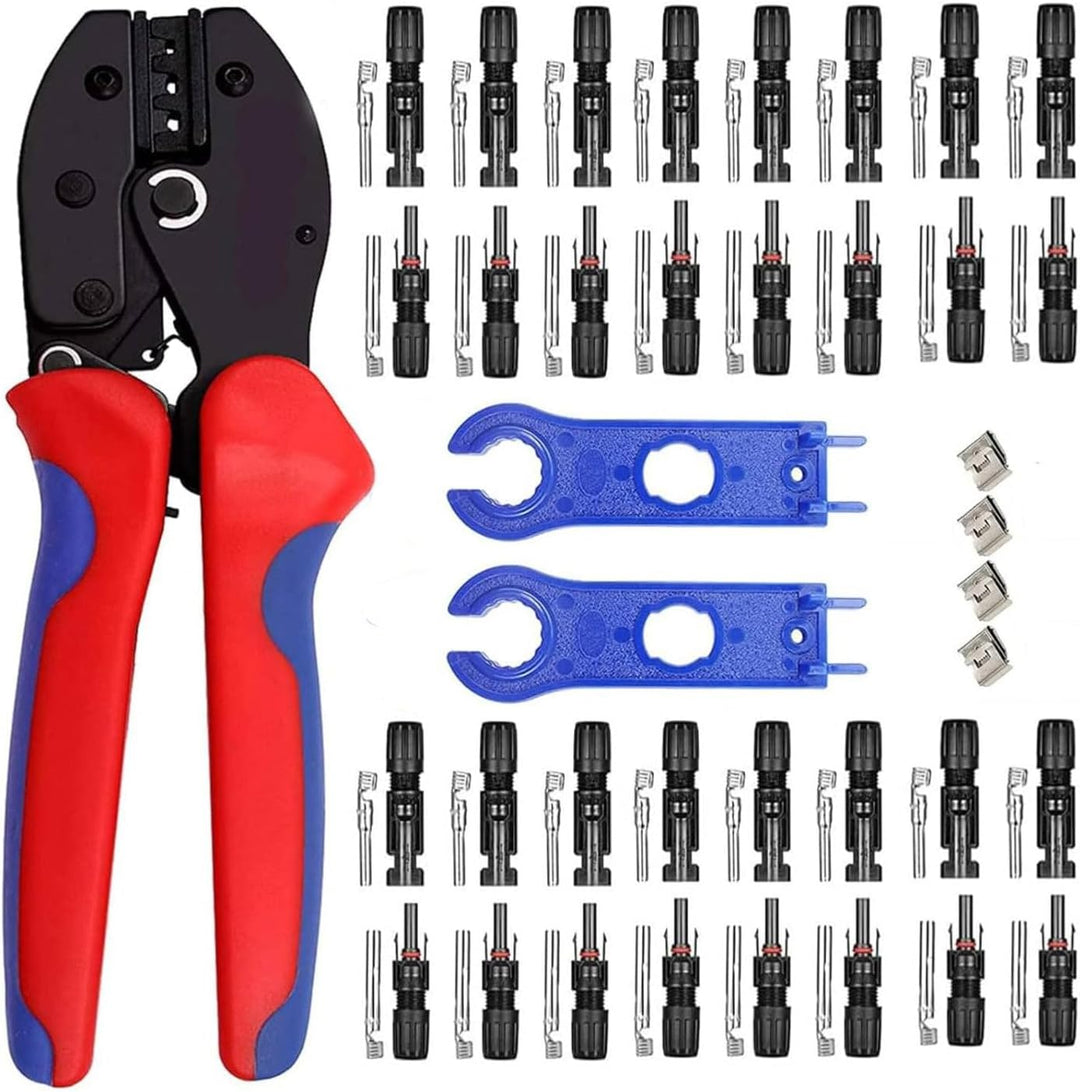 QeeHeng Solar Crimpzange Kit für 2.5/4.0/6.0mm², 1 Stück Solarpanel PV Kabel Crimpzange +16 Paar Mal
