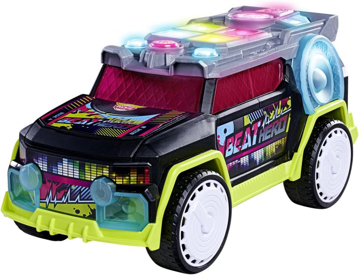 Dickie Toys - Beat Hero Spielzeugauto mit DJ-Pult und 22 Sounds, Auto mit Hip-Hop, Pop und Elektroni