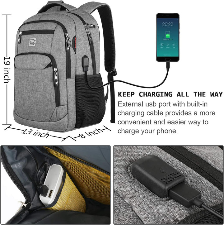 marcello Rucksack Herren, Laptop Rucksäcke mit USB-Ladeanschluss für Arbeit Schule Uni Schulrucksack
