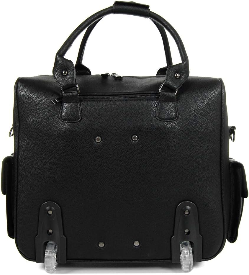 Bowatex Luxus Damen Schulter Gurt Aktentasche Laptop Trolley auf Rollen Schwarz