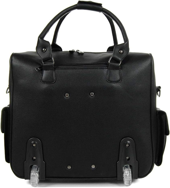 Bowatex Luxus Damen Schulter Gurt Aktentasche Laptop Trolley auf Rollen Schwarz