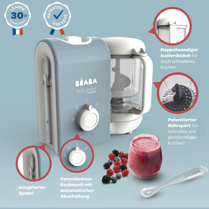 BEABA, Babycook Express, 4 in 1 Babynahrungszubereiter, schnelles Kochen: weniger als 15 Min., Mixen
