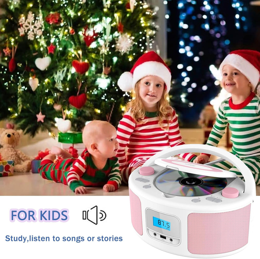 Tragbarer CD-Player Boombox mit Bluetooth | Fernsteuerung | FM-Radio | USB | MP3-Wiedergabe | Kompat