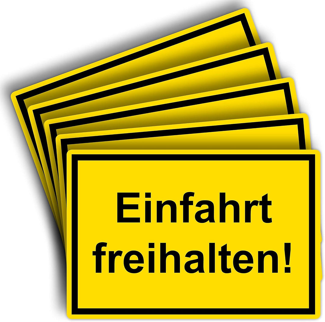 5 Stück Einfahrt freihalten Schild 20 x 30 cm aus stabiler PVC Hartschaumplatte 3mm mit UV-Schutz vo