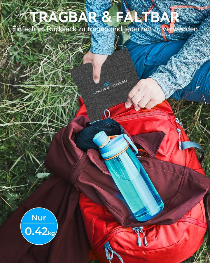 Ecosonique 15W Solar Ladegerät für Handy, IP67 Wasserdicht Faltbar Solarpanel für Handy,mit USB-A/US