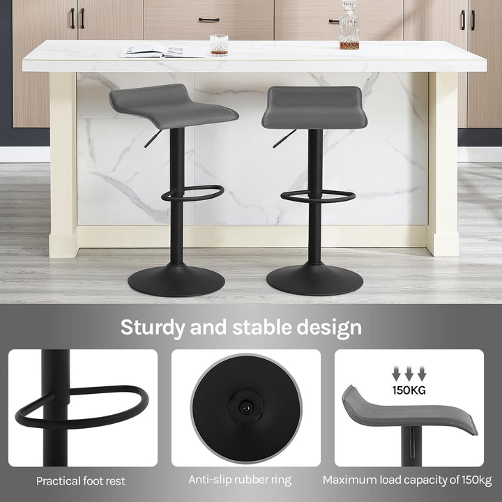 WOLTU Barhocker 4er Set, Höhenverstellbarer Barstuhl, 360° drehbarer Bistrohocker mit Fussstütze, au