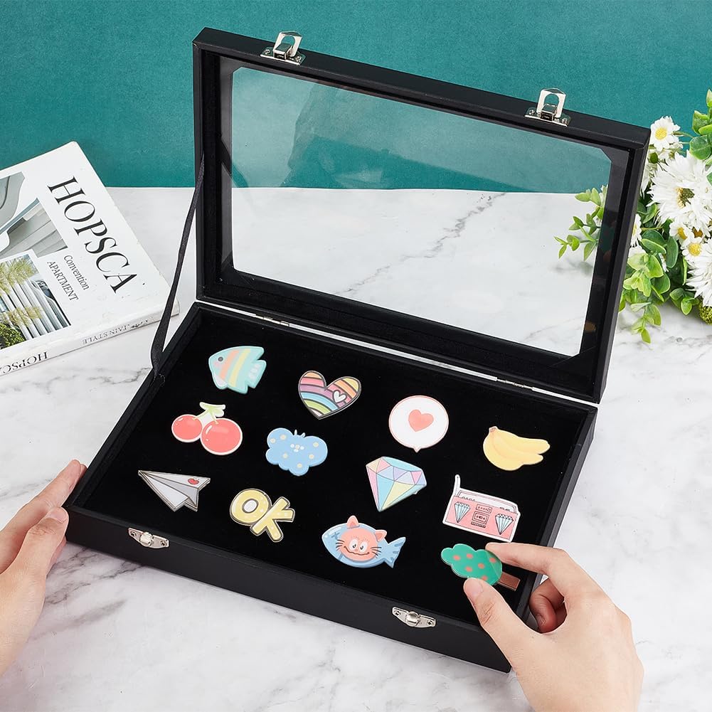 OLYCRAFT Vitrine Für Anstecknadeln Aus Samt Vitrine Mit Durchsichtigem Glasfenster Vitrine Für Anste