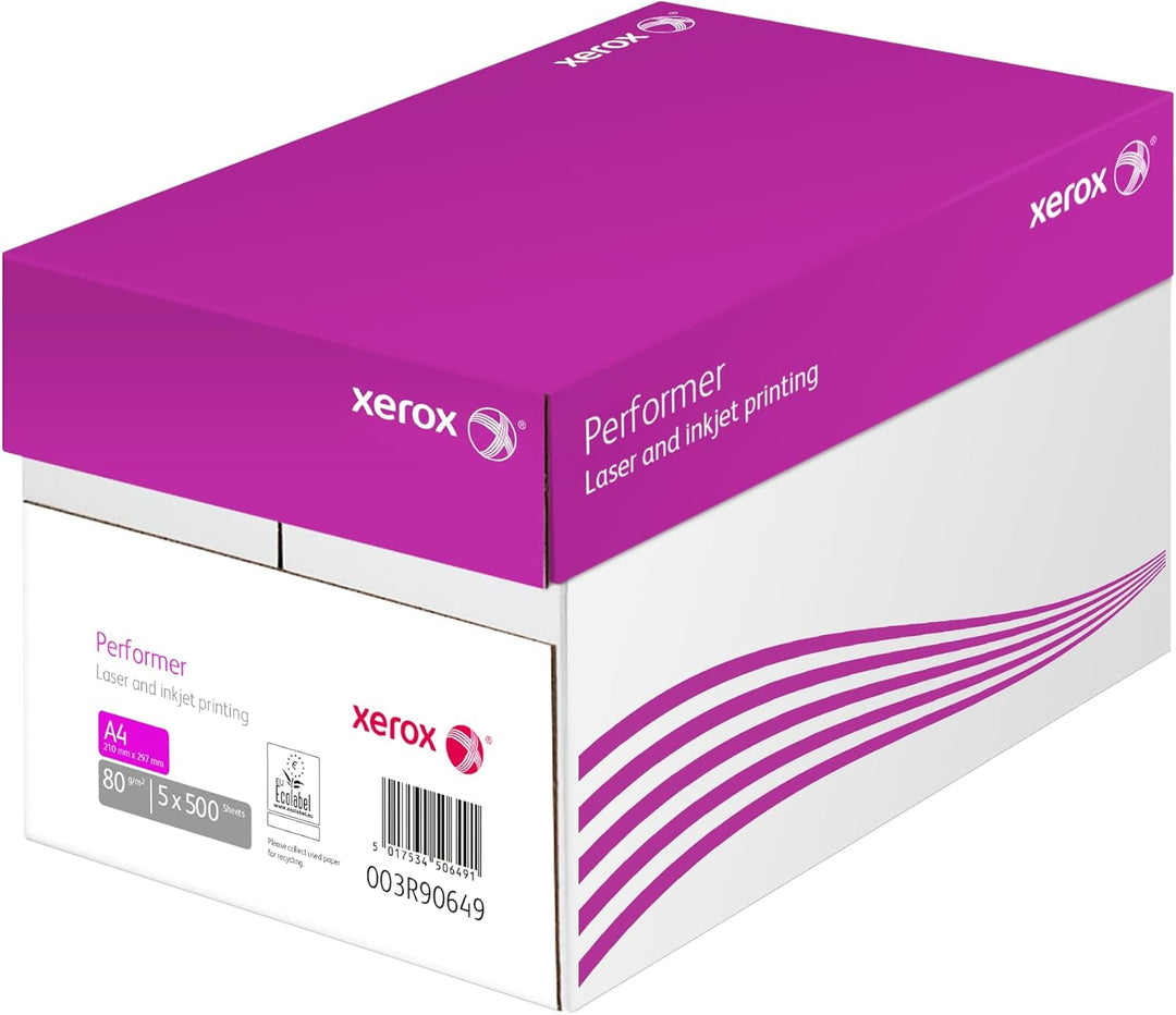Xerox Performer Multifunktions-Papier, 80 g m², A4, 1 Karton, 5 Packungen, 2.500 Blatt 003R90649 Wei