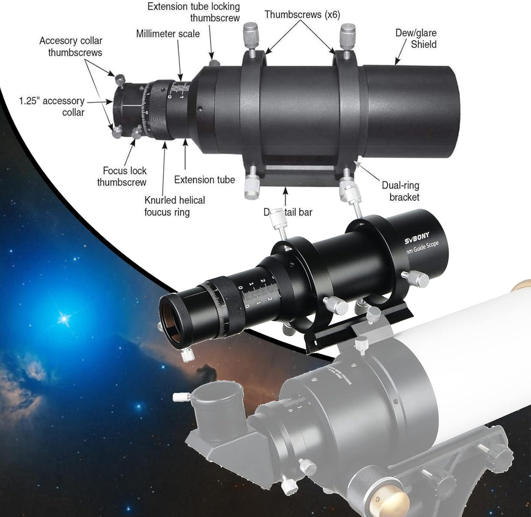 Svbony SV106 Teleskop Guiders, 60mm FMC Teleskope Sucher mit 240mm Brennweite Helical Fokussiergerät