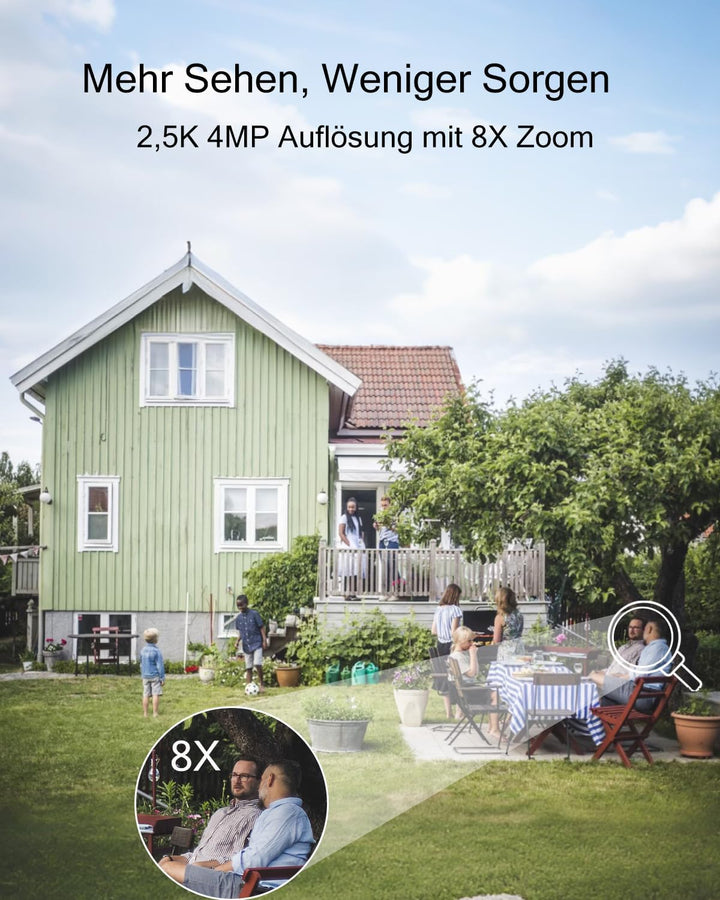 Vimtag 4MP Kamera Überwachungs Aussen, IP66 Wasserdicht, Überwachungskamera Aussen/Innen mit Farbige