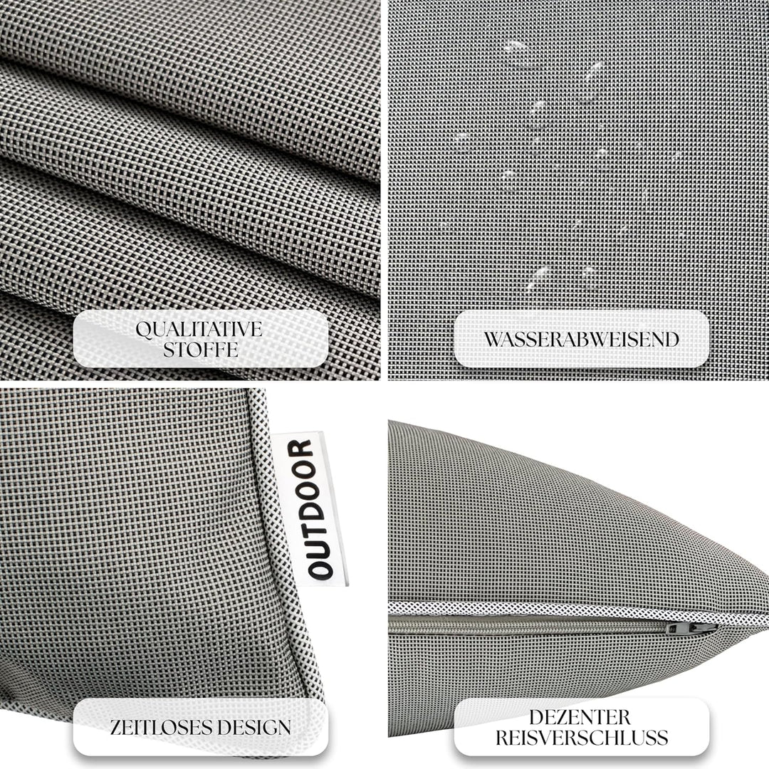 Brandsseller Outdoor Garten Kissen Dekokissen mit Paspel - Garngefärbt Uni Schmutz- und Wasserabweis