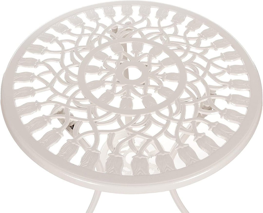 Tisch Set 152405C1551 stabiles Gartenmöbel Set Balkonset Bistroset Aluminium Guss (Weiss), Weiss