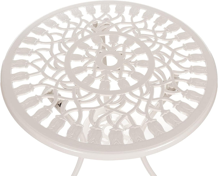 Tisch Set 152405C1551 stabiles Gartenmöbel Set Balkonset Bistroset Aluminium Guss (Weiss), Weiss