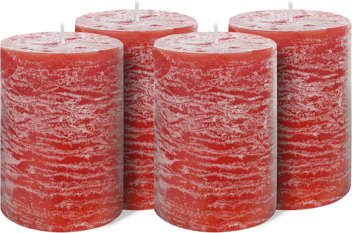 Brandsseller Stumpenkerze 4er Set | 9x15 cm | Weihnachtskerze | Adventskranz | Rot 9 x 15cm | 4er-Se