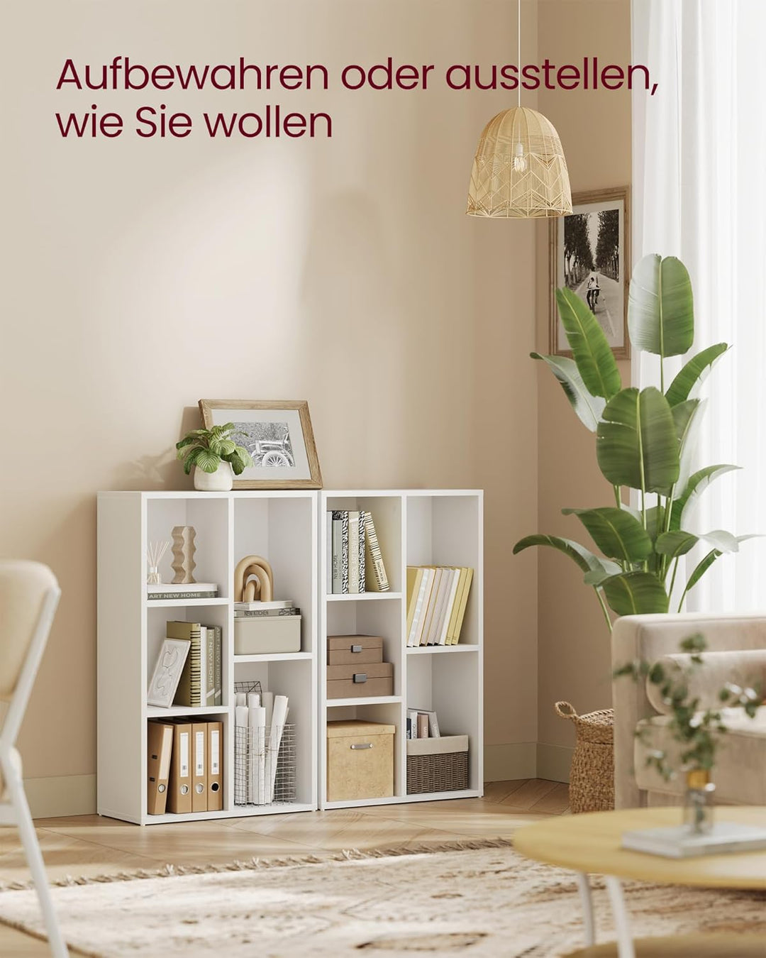 VASAGLE Bücherschrank, Bücherregal, mit 5 Fächern, Büroregal, Würfelregal, Standregal, für Wohnzimme
