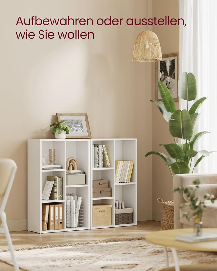 VASAGLE Bücherschrank, Bücherregal, mit 5 Fächern, Büroregal, Würfelregal, Standregal, für Wohnzimme