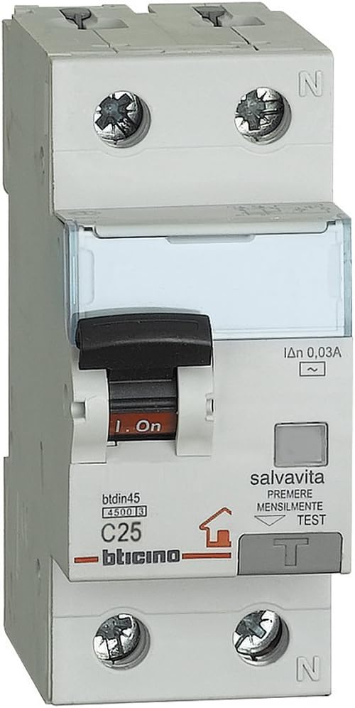 Bticino BTDIN LS Leistungsschutzschalter 1P + N, 4,5 kA, Idn = 0,03 A., 25 A, 25 A