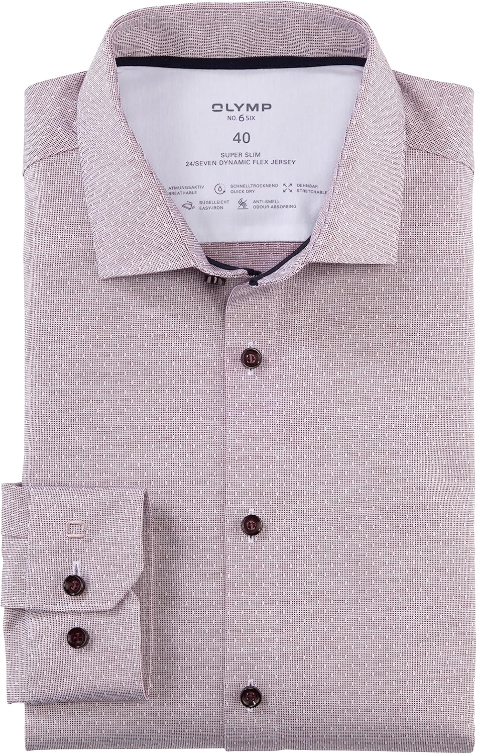 OLYMP Herren Businesshemd Langarm No. Six 24/Seven,Twill,super Slim,Modern Kent 36 Dunkelrot 39, 36