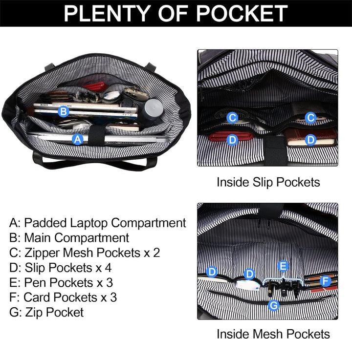 Chase Chic Laptop Handtasche Damen, Gross Wasserdicht 15.6 Zoll Laptop Tasche Arbeitstasche, Elegant