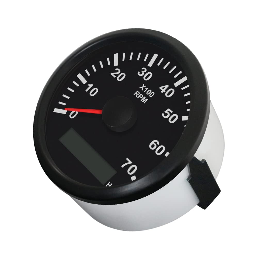 ELING Drehzahlmesser Drehzahlmesser Mit Betriebsstundenzähler Für Auto Lkw Boot Yacht 0-7000RPM 85mm