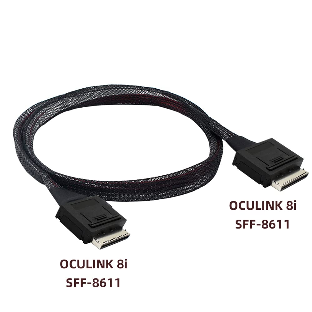 cablecc 50cm OCuLink PCIe PCI-Express SFF-8611 8x 8-Lane zu OCuLink SFF-8611 8x SSD Daten Aktiv Kabe