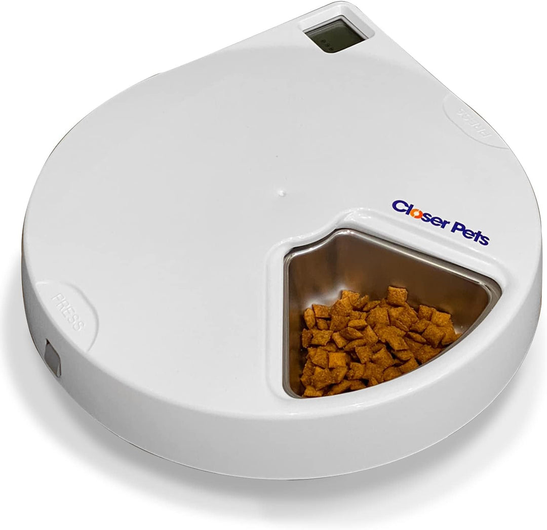 Closer Pets Five-Meal Automatischer Futternapf mit Edelstahl-Einsätzen und Kühlakkus (C500) 5 Meal F