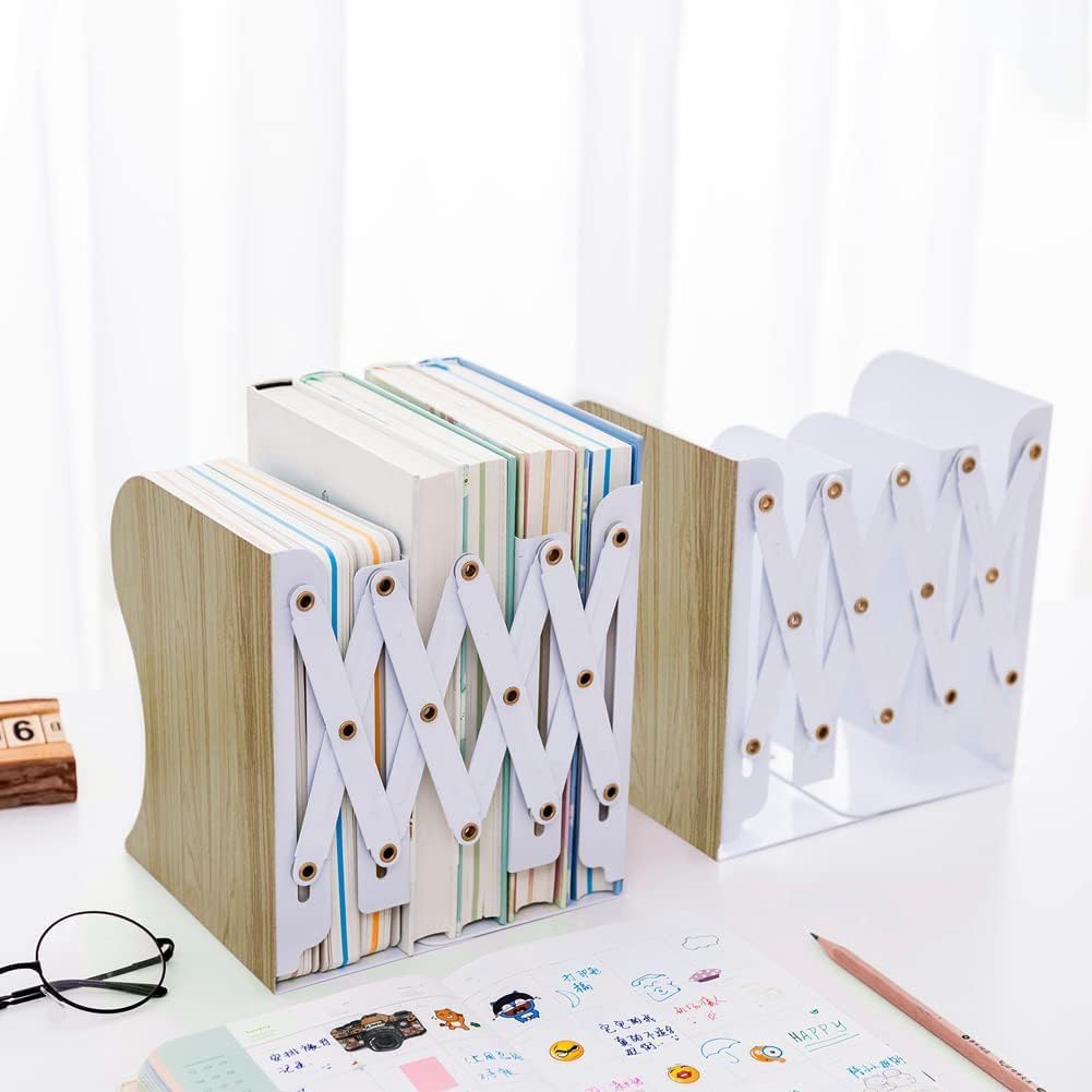 DIFIT Buchstütze, Buchstützen, Buchstütze Metall, 2 Stück Bücherhalter, Verstellbare Buchstütze, Büc