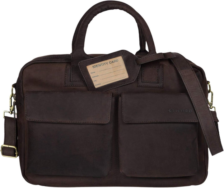 STILORD 'Carlo' Grosse Umhängetasche Leder Lehrertasche Aktentasche Schultertasche Reise Beruf Freiz