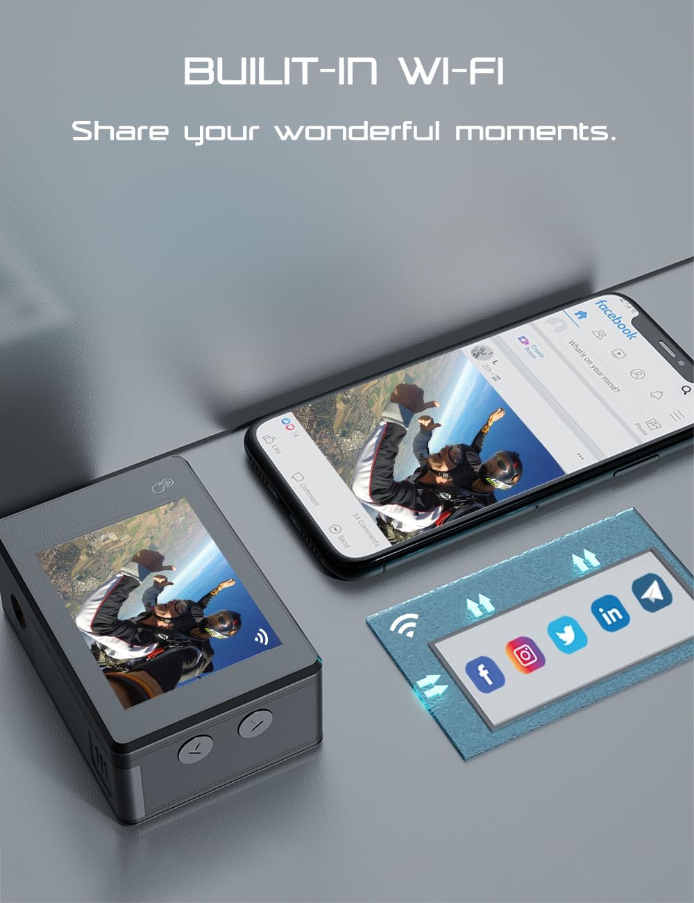 Apexcam 4K 30FPS 20MP Action Cam Dualscreen Touchscreen 40M wasserdichte Unterwasserkamera EIS Stabi