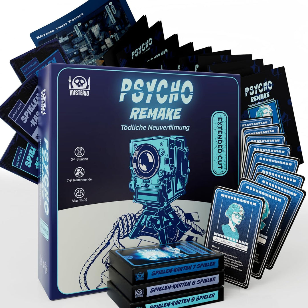 Misterio – Krimidinner für Zuhause – 7 bis 9 Personen – Psycho Remake - Tödliche Neuverfilmung | Kri