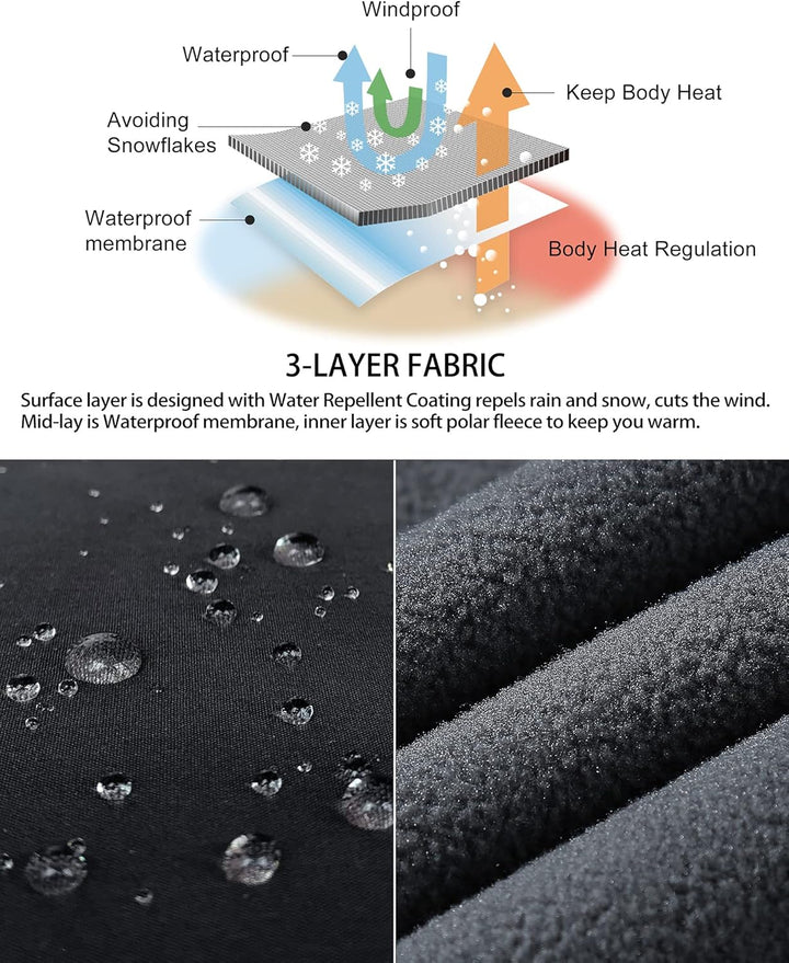 33,000ft Outdoorhose Herren Softshellhose Wasserdicht Winddicht Skihose Warm Fleece Gefüttert Arbeit